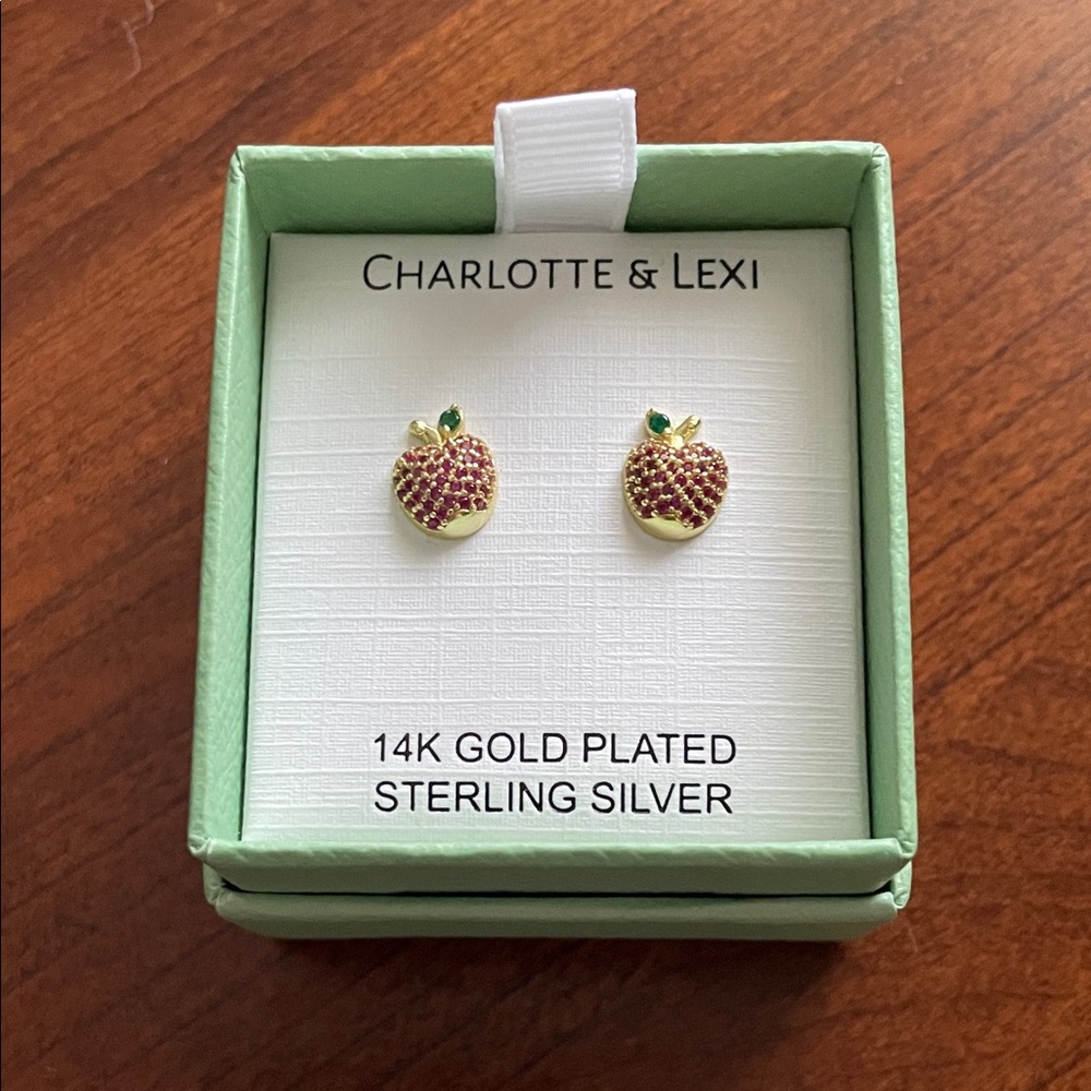 Gold Plated Sterling Silver Apple Earrings